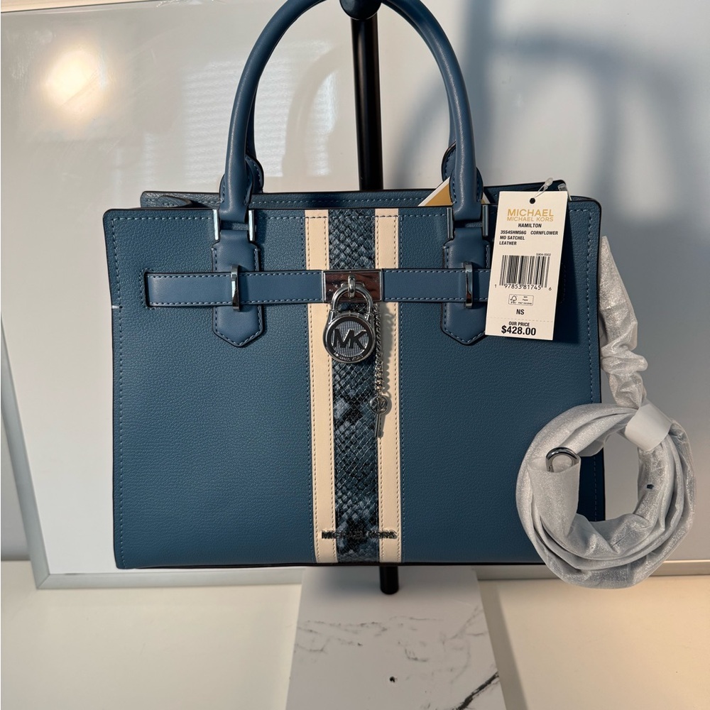 Michael Kors - NWT - Hamilton Satchel - Blue and Cream Bag